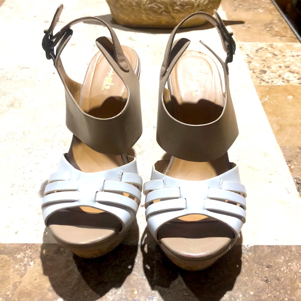 Faux leather wedges